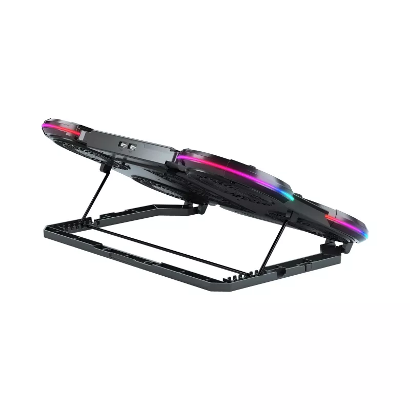 White Shark ICE STORM GCP-6 nešiojamojo kompiuterio aušinimo padėklas, 2x125 mm ventiliatoriai, mėlynas LED, USB, iki 17 colių