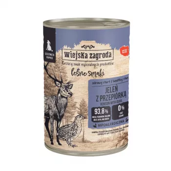 WIEJSKA ZAGRODA Forest Flavors Puppy Deer with Quail šlapias šunų maistas šuniukams 400g