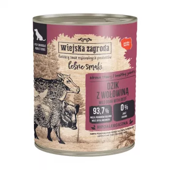 WIEJSKA ZAGRODA Forest Flavors Wild Boar with Beef šlapias šunų maistas - 800g