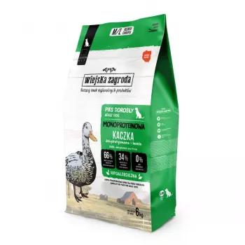 WIEJSKA ZAGRODA Monoprotein Duck sausi ėdalu šunims - 6kg