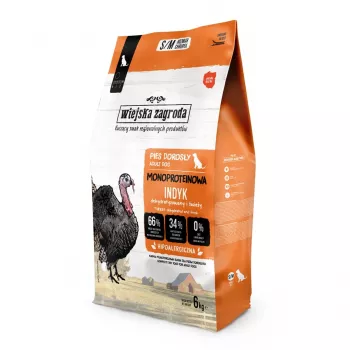 WIEJSKA ZAGRODA Monoprotein Turkey sausi šunų ėdalas suaugusiems šunims - 6 kg