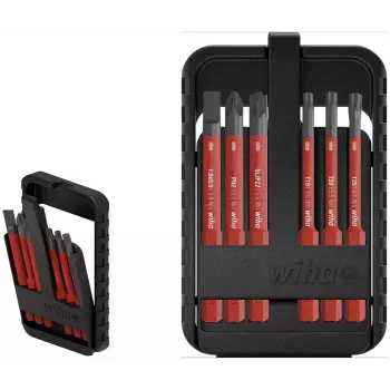 Wiha slimBit electric 45804 izoliuotų VDE atsuktuvų antgalių rinkinys, 6 vnt., plokšti, Phillips, Pozidriv, TORX, 75 mm