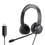WINX CALL Clear USB ausinės WX-HS104 - triukšmą slopinantis mikrofono strypelis, ant ausų, USB-A, juodos