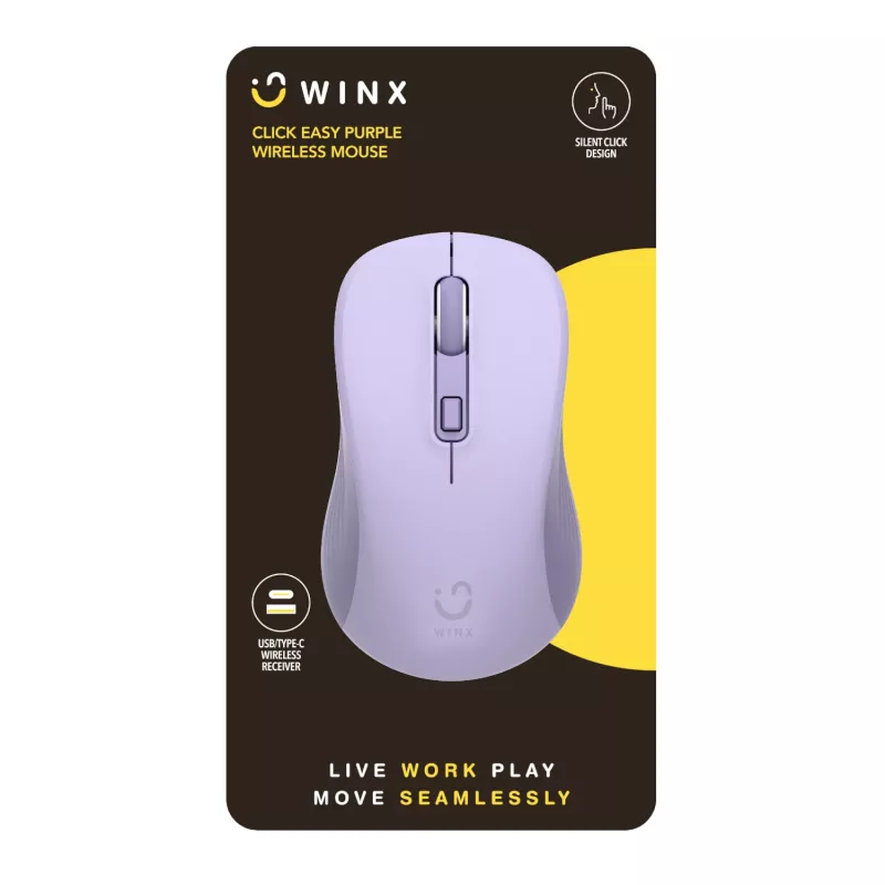 WINX CLICK Easy 1600DPI 2,4GHz belaidė pelė - violetinė