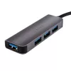 WINX CONNECT Simple USB/Type-C šakotuvas, 3x USB-A 5Gbps + USB-C PD 100W, kosminė pilka