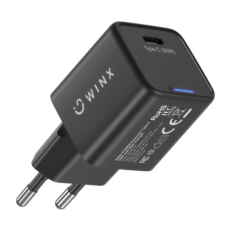 WINX POWER Essential Type-C 20W GaN sieninis įkroviklis - baltas
