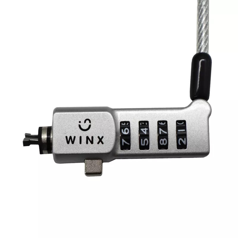 WINX Secure Max Universal Code Cable Lock - 4 skaitmenų perstatomas kodas, pintas plienas, 1,8 m, juoda/sidabrinė
