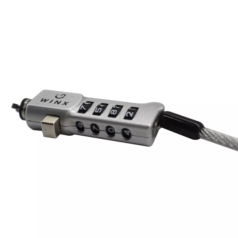 WINX Secure Max Universal Code Cable Lock - 4 skaitmenų perstatomas kodas, pintas plienas, 1,8 m, juoda/sidabrinė