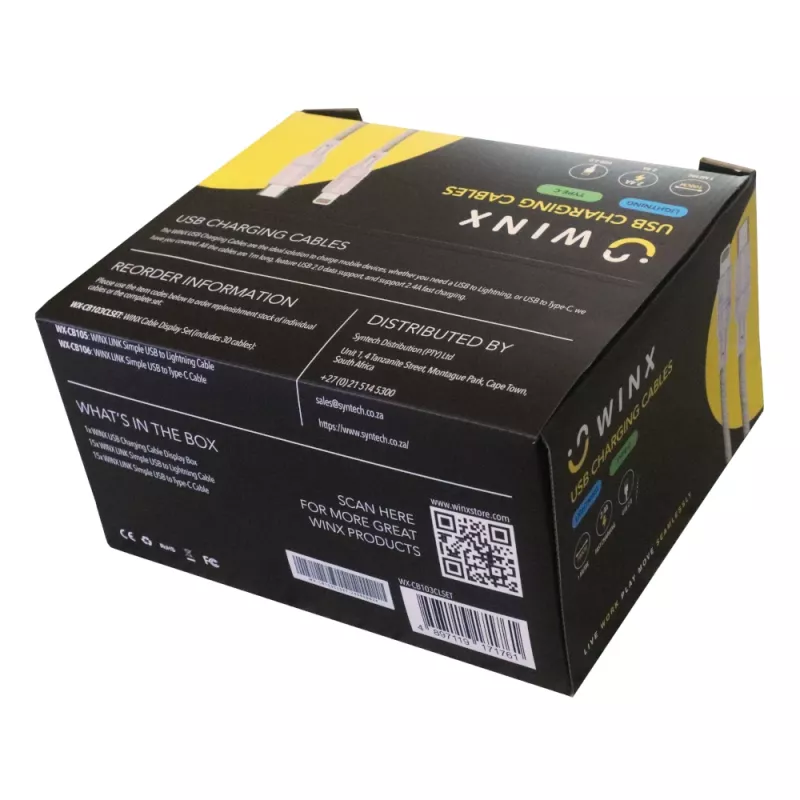 WINX USB į Type-C|Lightning įkrovimo kabelis 2-in-1 su šakotuvu 1,2 m juodas