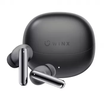 WINX VIBE More Adaptive ANC belaidės ausinės – Bluetooth 5.3, dvigubas mikrofonas ENC, žaidimų režimas, IPX4, USB-C įkrovimo dėklas, 30 val. veikimo laikas, juodos