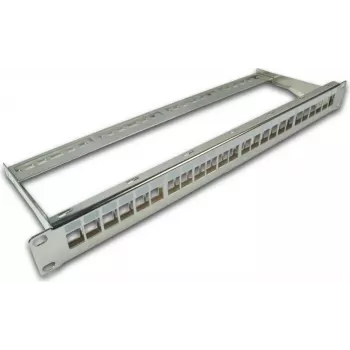 Wirewin 24 prievadų Keystone tuščias pach panelis, 19 colio, nikeliuotas, ekranuotas (TKS PANEL 24 NICKEL)