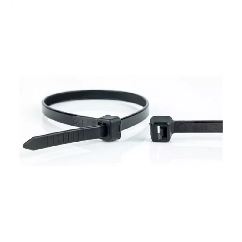 WKK UV stabilizuoti juodi nailono kabelių raiščiai 100 x 2.5 mm, 100 vnt. pak.