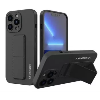 Wozinsky Apple iPhone 13 Pro Max atlenkiama kojelė silikoninis dėklas su stoveliu juodas