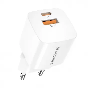 Wozinsky CMWCW 20W USB-C / USB-A sieninis įkroviklis - baltas