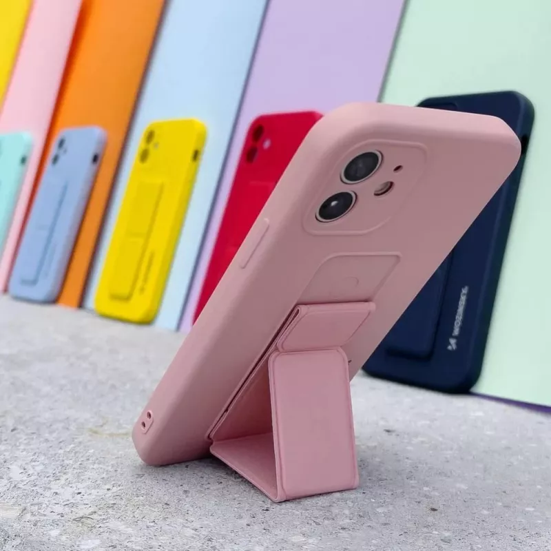 Wozinsky silikoninis dėklas su stovu telefonui Samsung Galaxy S22 Plus, raudonas