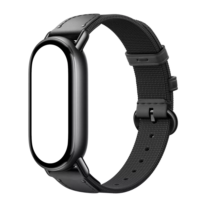 Xiaomi Smart Band 10 megztas šilko dirželis - juodos spalvos