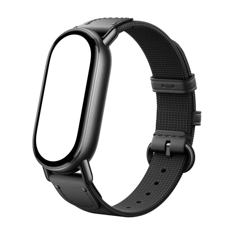 Xiaomi Smart Band 10 megztas šilko dirželis - juodos spalvos