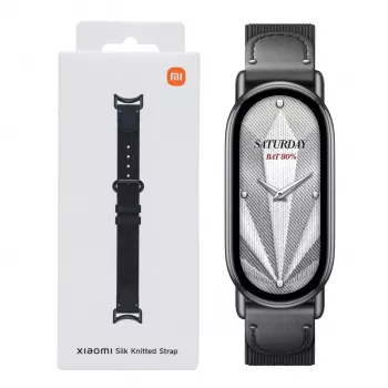 Xiaomi Smart Band 10 megztas šilko dirželis - juodos spalvos