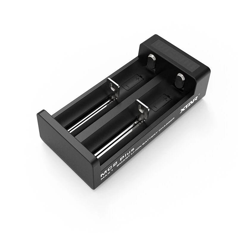 XTAR MC2+ 2 lizdų Li-ion akumuliatorių įkroviklis, skirtas 18650, 21700, 26650 ir kt. (USB maitinimas)