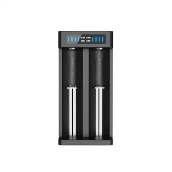 XTAR MC2+ 2 lizdų Li-ion akumuliatorių įkroviklis, skirtas 18650, 21700, 26650 ir kt. (USB maitinimas)