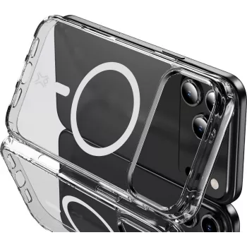 XtremeMac Flexi MagSafe permatomas dėklas iPhone 17 Pro - permatomas TPU galinis dangtelis su apsauga nuo kritimo XWH-17MC2-13