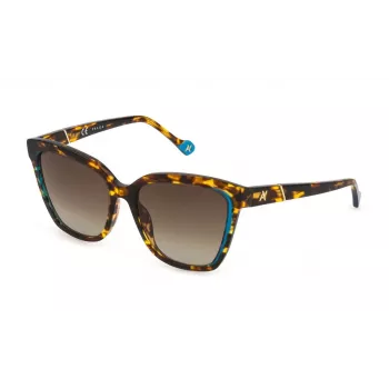 YALEA moteriški akiniai nuo saulės SYA028N550743 Havana acetatinis kvadratinis rėmelis, gradientiniai rudi lęšiai, UV400