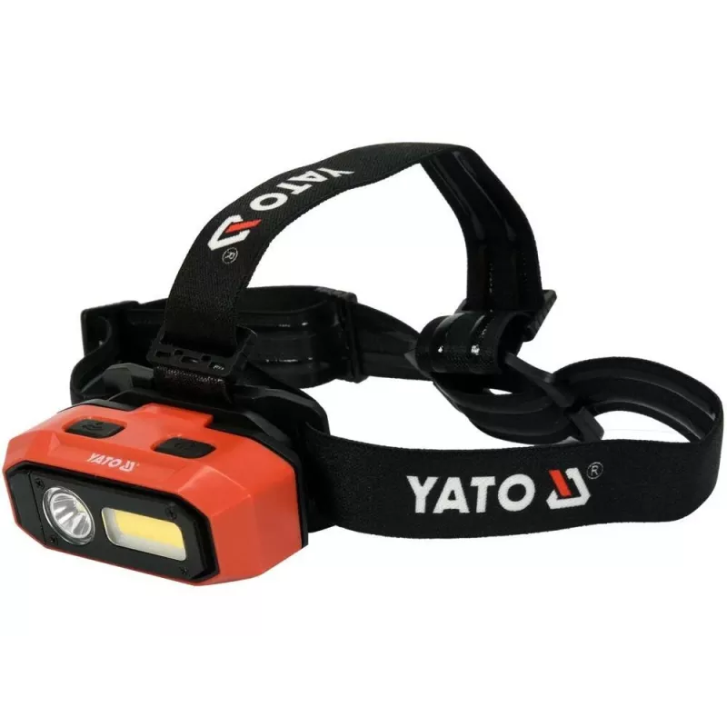 Yato YT-08594 COB LED darbo žibintas su magnetiniu pagrindu ir pasukamu kabliu, 200 lm, 3x AA, juodas/raudonas