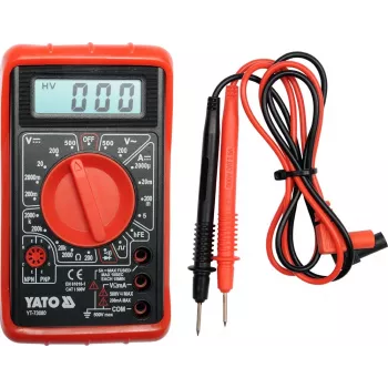 Yato YT-73080 Skaitmeninis multimetras su foniniu apšvietimu, rankiniu diapazonų perjungimu, CAT II 600 V