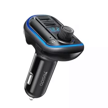YESIDO Y44 MP3 grotuvas Bluetooth automobilinis kroviklis su QC3.0, LED ekranu, laisvų rankų įranga, juodas