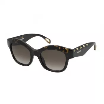 ZADIG & VOLTAIRE SZV410-5204BL Moteriški stačiakampiai acetatiniai akiniai nuo saulės – juodas rėmelis, pilki lęšiai, 52 mm