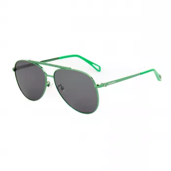 ZADIG & VOLTAIRE SZV415-600G09 Moteriški stačiakampiai akiniai nuo saulės – juodas acetatinis rėmelis, pilki polikarbonatiniai lęšiai, UV400 apsauga