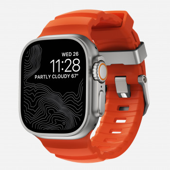 NOMAD Rocky Point Band – dirželis, skirtas Apple Watch 46mm/49mm, FKM ir titanas, magma, natūrali apkaustai