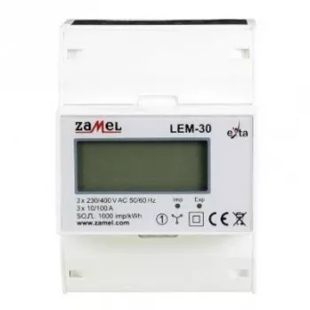 ZAMEL 3 fazių elektros skaitiklis LEM-50 100A tiesioginis matavimas DIN bėgelio kWh skaitiklis su S0 impulsų išėjimu