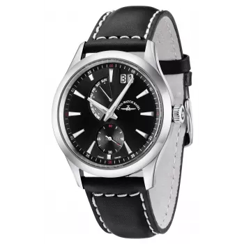 ZENO MAN 6662-7004Q-G1 Šveicariškas kvarcinis vyriškas laikrodis, 42 mm juodas ciferblatas, odinis dirželis