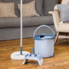 YORK Rotary MOP SPECIAL rotacinis grindų valymo rinkinys su kojiniu pedalu, 12L kibiru, teleskopine rankena, 2 mikropluošto galvutėmis