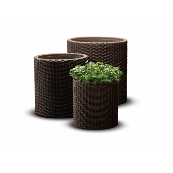 KETER Cylinder Planters S+M+L rudos spalvos vazonų rinkinys