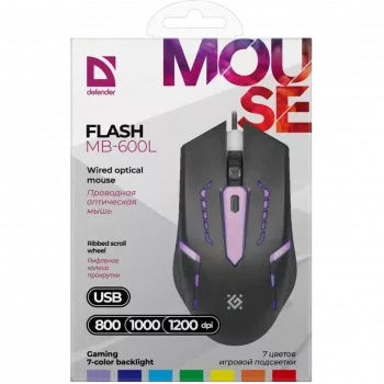 PELĖ DEFENDER FLASH MB-600L OPTIC LED 1200dpi 4P