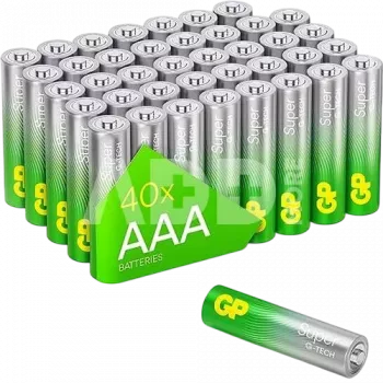GP 03024AETA-B40 AAA (Micro) šarminių baterijų paketas – 40 vnt., Super Alkaline