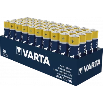 Vienkartinė šarminė AAA baterija Varta Longlife Power 1,5V, pakuotė po 40 vnt.