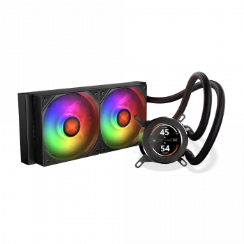 Skystas aušintuvas CPU KRUX HydroGlance 240 ARGB LCD – 240 mm radiatorius, ARGB apšvietimas, LCD ekranas