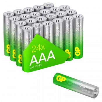 GP Super Alkaline AAA baterijos 1,5 V – 24 vnt. pakuotė (03024AETA-B24)