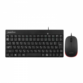 Perixx PERIDUO-212 DE, mini USB klaviatūros ir pelės rinkinys, juoda