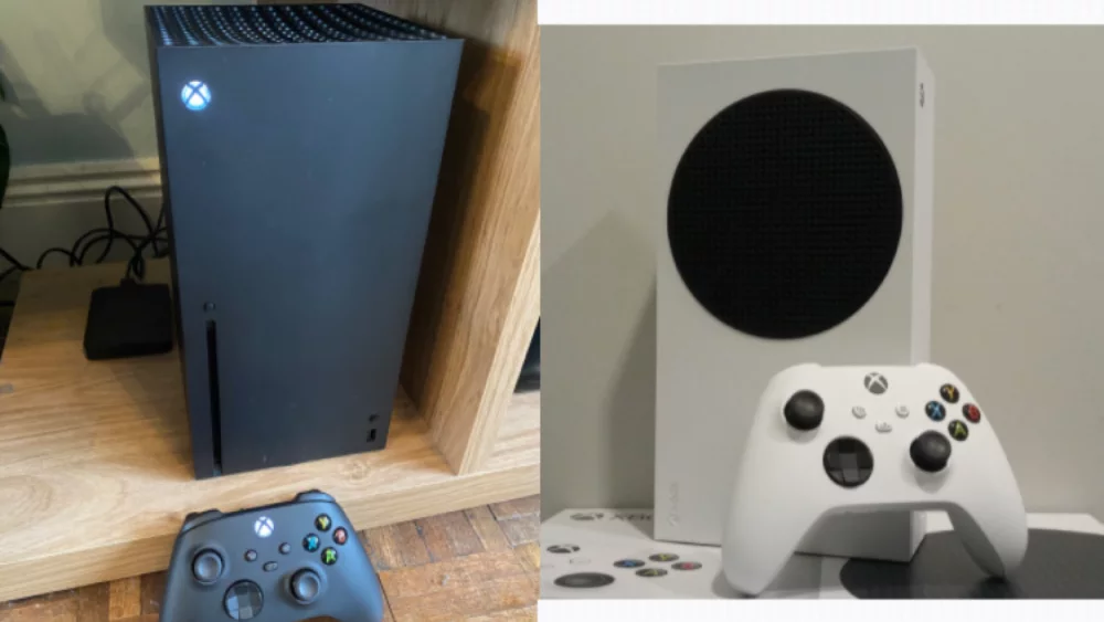 Xbox Series X and Xbox Series S consoles with controllers
