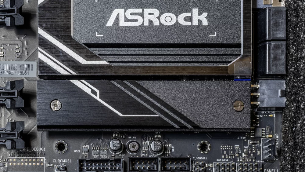 Modern desktop motherboard close up
