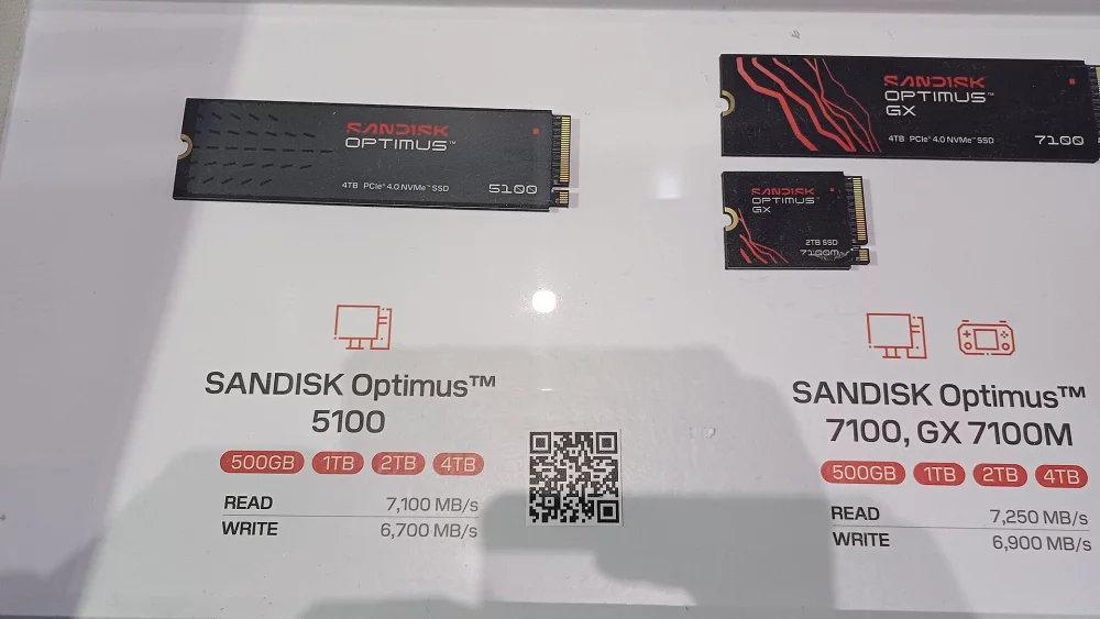 SSD drives on a retail display with spec cards